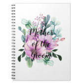 Paarse Floral MOTHER of the GROOM Wedding Bridal Notitieboek (Voorkant)