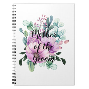 Paarse Floral MOTHER of the GROOM Wedding Bridal Notitieboek