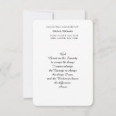 Paarse Floral Mountain Memorial Prayer Kaart (Achterkant)