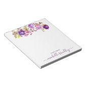 Paarse Floral naam van het bureau van Notitieblok (Schuin)