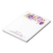 Paarse Floral naam van het bureau van Notitieblok (Linkerzijde)