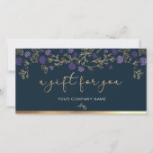 Paarse Floral Navy en Gold Voeg toe Logo Gift Kaar (Voorkant)