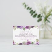 Paarse Floral online reactiekaart Informatiekaartje (Staand voorkant)