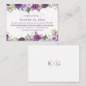 Paarse Floral online reactiekaart Informatiekaartje (Voorkant / Achterkant)