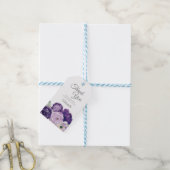 Paarse Floral op White Birthday Party Cadeaulabel (Met Touw)