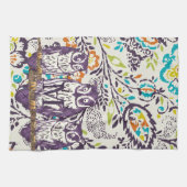 Paarse  Floral Owl familie Theedoek (Horizontaal)