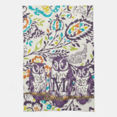 Paarse  Floral Owl familie Theedoek (Verticaal)