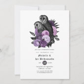 Paarse Floral Owls Gothic Bridesmaids Luncheon Kaart (Voorkant)