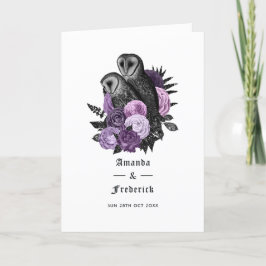 Paarse Floral Owls Gothic Wedding Programma