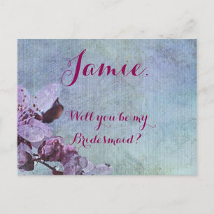 Paarse Floral Paars en blauw Uitnodiging Briefkaart