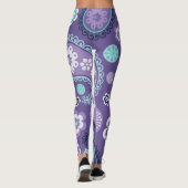Paarse Floral Paisley Fun Leggings (Achterkant)