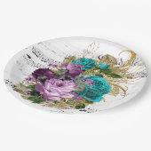 Paarse Floral Papieren Bordje (Gekanteld)