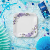 Paarse Floral Papieren Bordje (Feest)