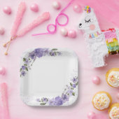 Paarse Floral Papieren Bordje (Feest)