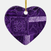 Paarse Floral Patchwork Fabric Keramisch Ornament (Voorkant)