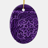 Paarse Floral Patchwork Fabric Keramisch Ornament (Voorkant)