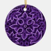 Paarse Floral Patchwork Fabric Keramisch Ornament (Voorkant)