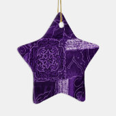 Paarse Floral Patchwork Fabric Keramisch Ornament (Rechts)