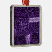 Paarse Floral Patchwork Fabric Metalen Ornament (Rechts)