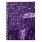 Paarse Floral Patchwork Fabric Notitieboek (Voorkant)