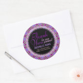 Paarse Floral Pattern Business Dank u Sticker (Envelop)