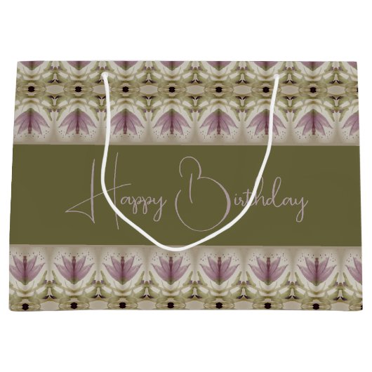 Paarse Floral Patterned Groot Cadeauzakje (Voorkant)
