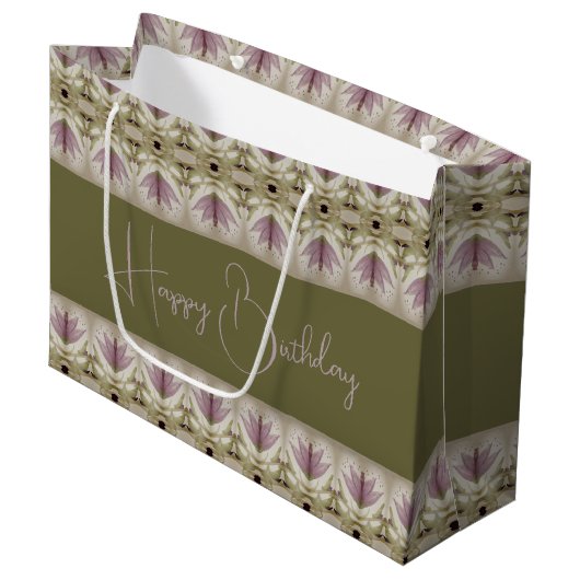 Paarse Floral Patterned Groot Cadeauzakje (Voorkant Gekanteld)