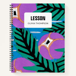 Paarse Floral Personalized Lesson Composition Notitieboek