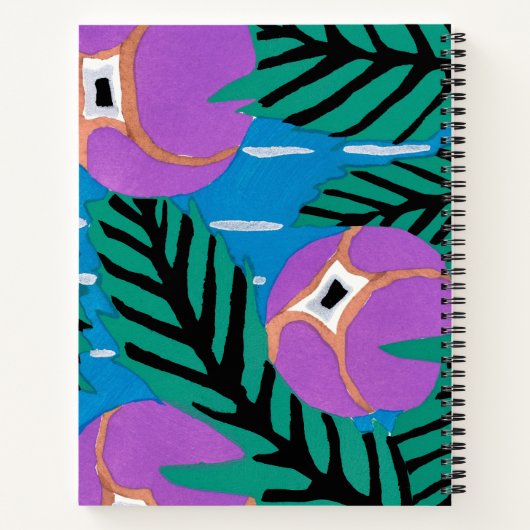 Paarse Floral Personalized Lesson Composition Notitieboek (Achterkant)