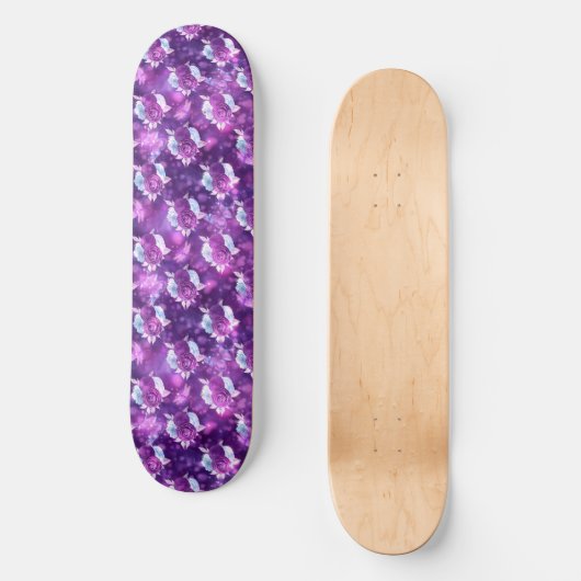 Paarse Floral Persoonlijk Skateboard (Voorkant)