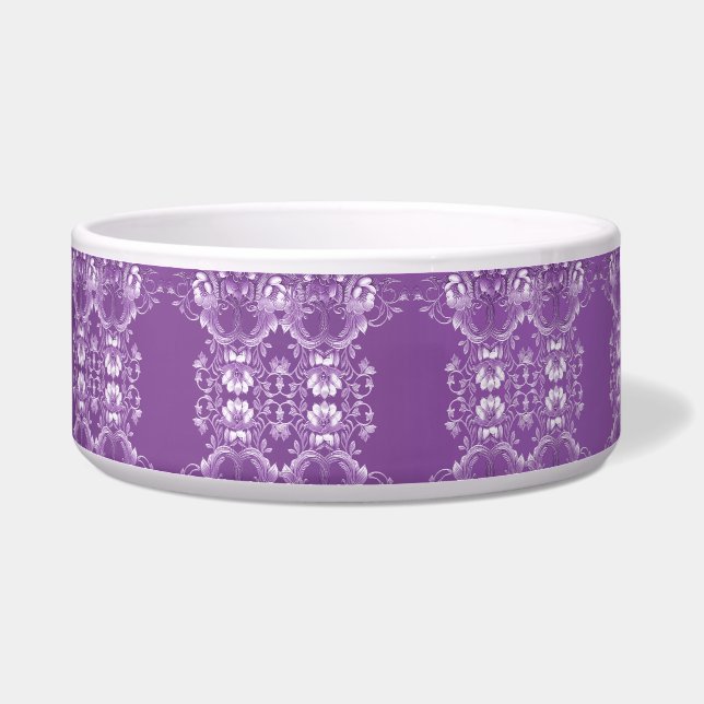 Paarse Floral Pet Bowl Voerbakje (Links)