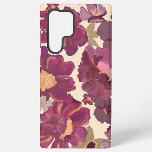 Paarse Floral Phone Case Samsung Galaxy Hoesje (Achterkant)