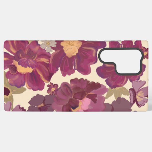 Paarse Floral Phone Case Samsung Galaxy Hoesje (Achterkant horizontaal)