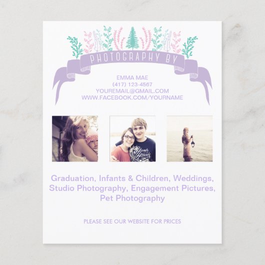Paarse Floral Photography Flyer (Voorkant)