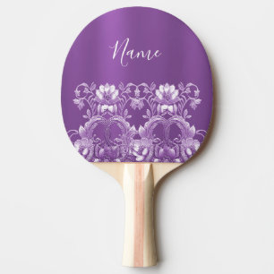 Paarse Floral Ping Pong Paddle Tafeltennisbatje