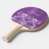 Paarse Floral Ping Pong Paddle Tafeltennisbatje (Voorkant Gekanteld)