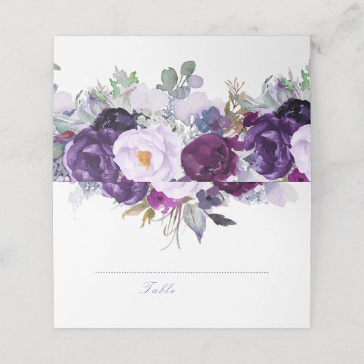 Paarse Floral Plaatskaartje (Buitenkant ongevouwen)