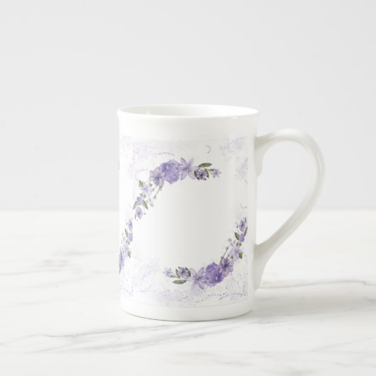 Paarse Floral Porselein Kop (Rechts)