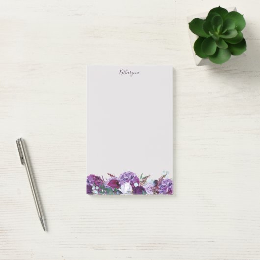 Paarse Floral Post-it® Notes (Kantoor)
