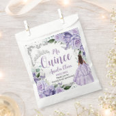 Paarse Floral Princess Silver Quinceañera 16 15 Bedankzakje (Geknipt)