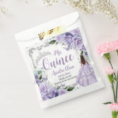 Paarse Floral Princess Silver Quinceañera 16 15 Bedankzakje (Gezegeld)
