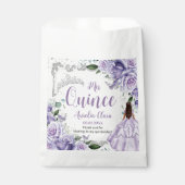 Paarse Floral Princess Silver Quinceañera 16 15 Bedankzakje (Voorkant)