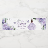 Paarse Floral Princess Silver Quinceañera 16 15 Waterfles Etiket (Enkel label)