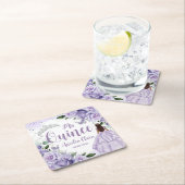 Paarse Floral Princess Silver Quinceañera XV 16 Kartonnen Onderzetters (Insitu)