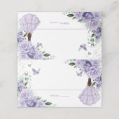 Paarse Floral Princess Silver Quinceañera XV 16 Plaatskaartje (Buitenkant ongevouwen)