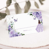 Paarse Floral Princess Silver Quinceañera XV 16 Plaatskaartje