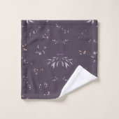 Paarse Floral Print Bad Handdoek (Wasdoekje)