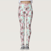 Paarse Floral Print Blue Leggings (Voorkant)