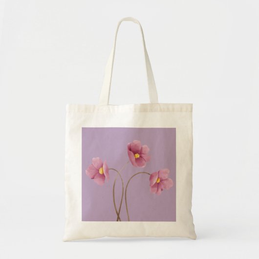 Paarse Floral Print Canvas tas (Voorkant)