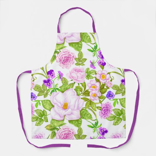  Paarse Floral Print Schort (Voorkant)